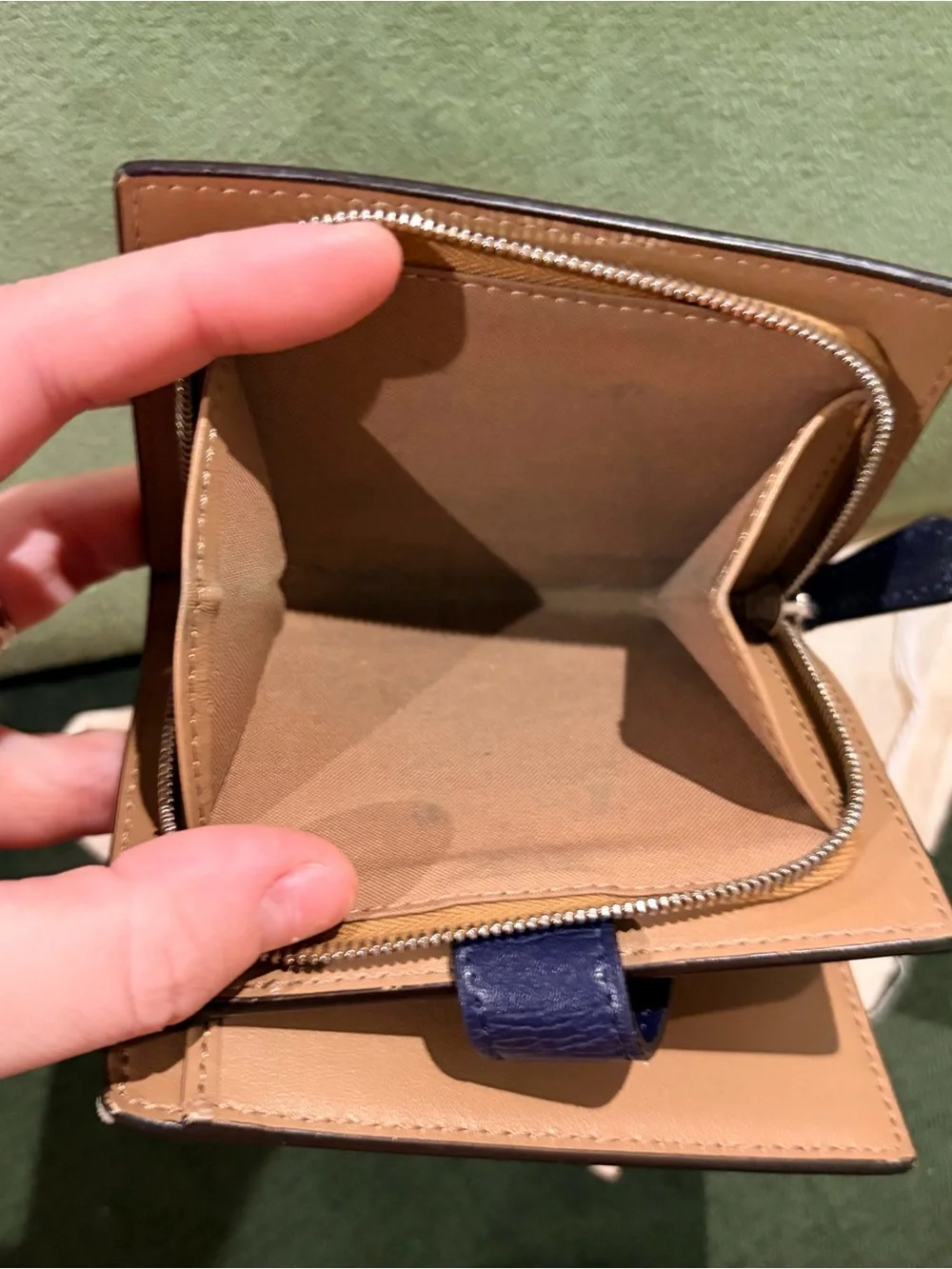 Fendi Navy Compact Wallet with Pyramid Snap Closure